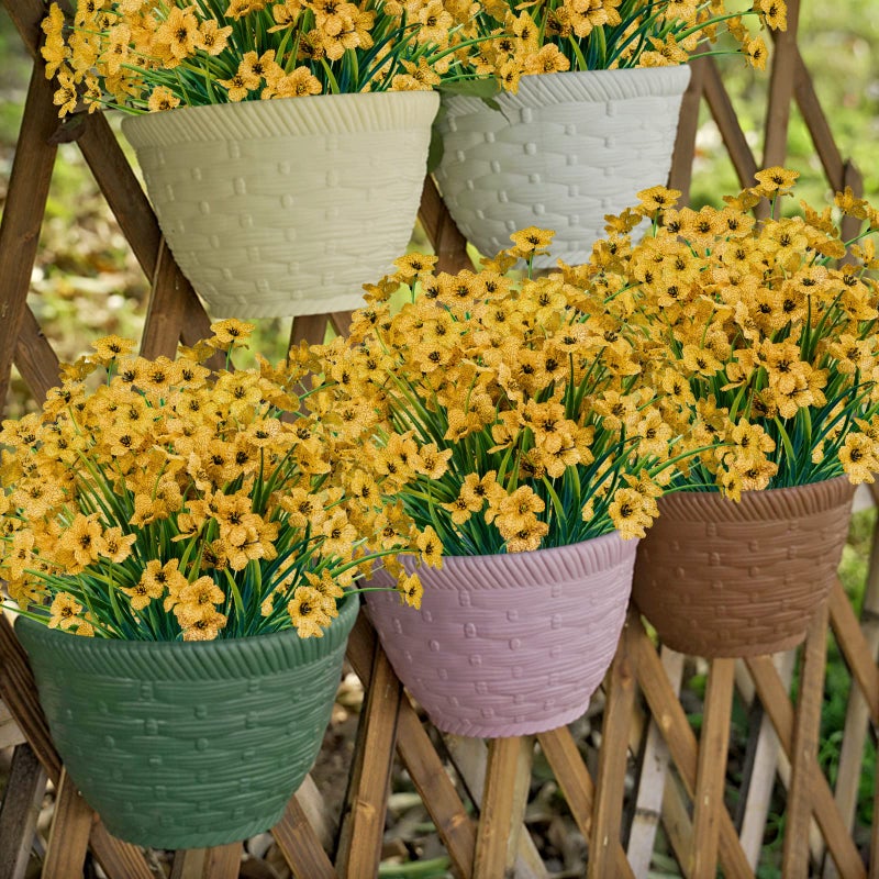Lnoicy 24 Pcs Artificial Flowers for Outdoor,Plastic Flowers Decoration, UV Resistant Faux Flowers Shrubs, Artificial Plants for Indoor Outside Garden Home Wedding Farmhouse(Yellow) - Image 4