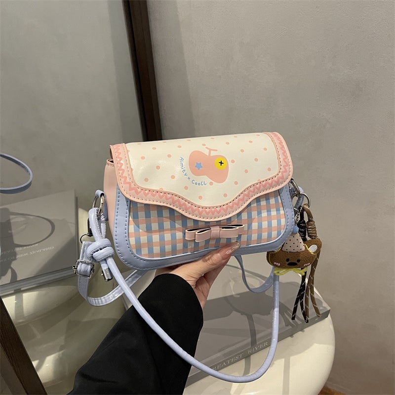 Fresh Plaid Patchwork Shoulder Bag - Image 4