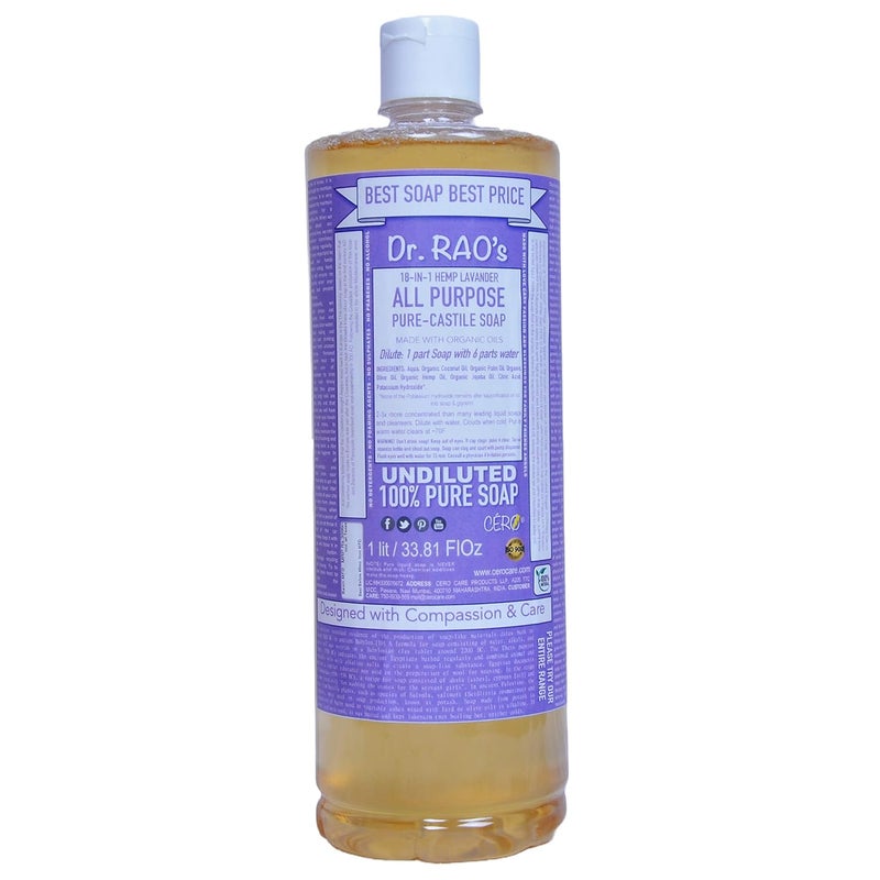 CERO Dr Raos Laveder Perfumed all Purpose Pure Castile Soap Perfect for DIY Projects 1000 ml - Image 1