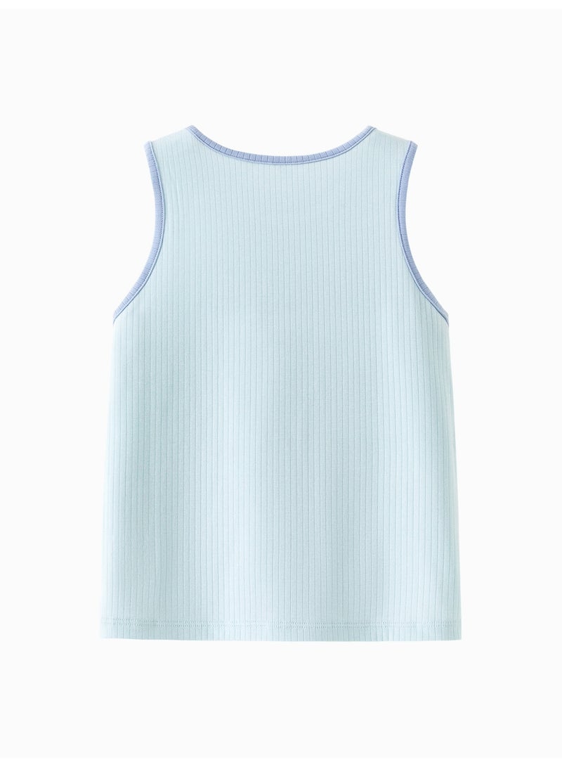 ميني بالا شرشرة لذكور ذات أنابيب ناعمة، طوق رباعي، بلا أكمام، قطعة مريحة وقابلة للتنفس، تفاصيل الحواف المتناقضة، مثالية للارتداء اليومي والطبقات الملبس للذكور - Image 2