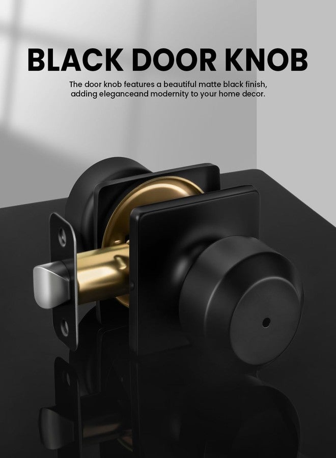 Haidms 6 Pack Black Door Knobs Interior, Privacy Interior Door Knob for Bedroom or Bathroom, Matte Black Door Knobs - Image 2