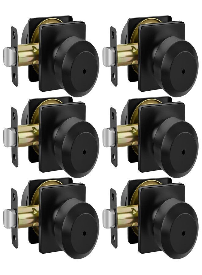 Haidms 6 Pack Black Door Knobs Interior, Privacy Interior Door Knob for Bedroom or Bathroom, Matte Black Door Knobs - Image 1