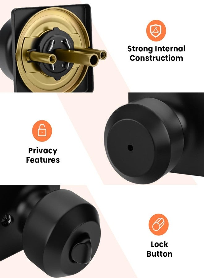 Haidms 6 Pack Black Door Knobs Interior, Privacy Interior Door Knob for Bedroom or Bathroom, Matte Black Door Knobs - Image 4