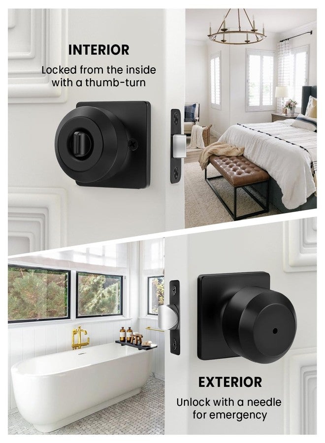 Haidms 6 Pack Black Door Knobs Interior, Privacy Interior Door Knob for Bedroom or Bathroom, Matte Black Door Knobs - Image 3