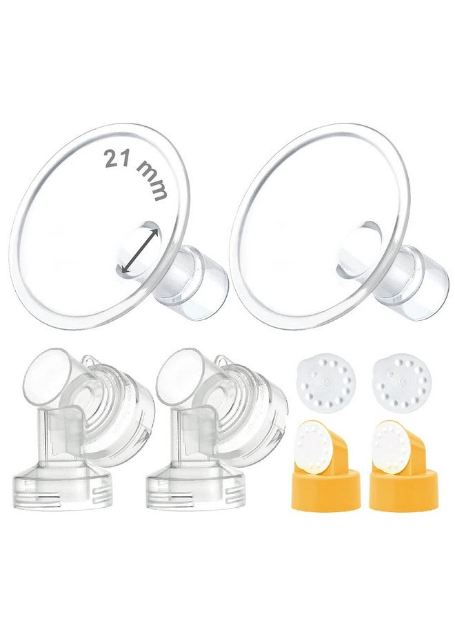 Maymom Myfit Flange Set Twopiece Breast Shield (21Mm Small) Connector Valve Membrane Compatible With Medela Breast Pumps (Pump In Style Advanced Lactina Symphony) Not Original Medela Pump Parts - Image 1