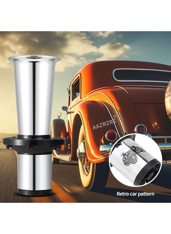 Vintage Black Car Horn Loud Dual Tone 12V Air Horn For Classic Cars Motorcycles - Image 4