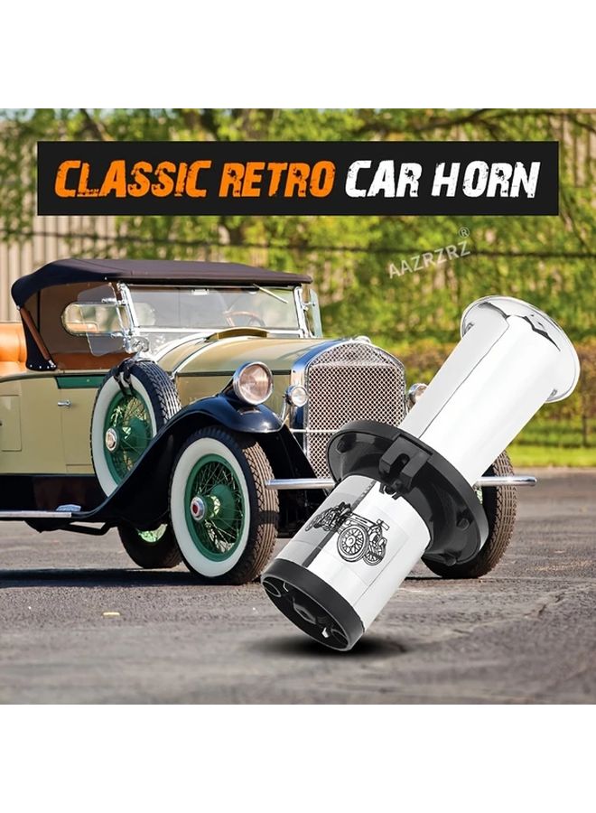 Vintage Black Car Horn Loud Dual Tone 12V Air Horn For Classic Cars Motorcycles - Image 3