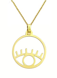 18K Pure Gold Round Eye Design Pendant Necklace