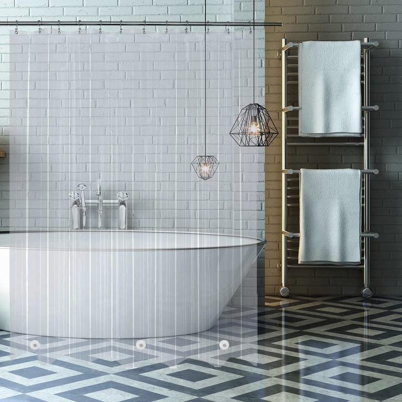 TIKABC Shower Curtain Liner Clear Plastic Waterproof Bathroom 4G Shower Curtains 72x72 inch Shower Liner with 3 Magnetic Weights Clear