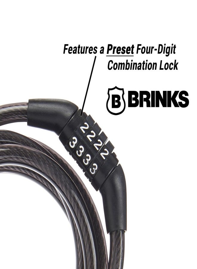 BRINKS 5 Ft Bike Lock Cable with Preset Combination, Vinyl Covered Bike Lock Combination Cable for Outdoor Use - Image 2
