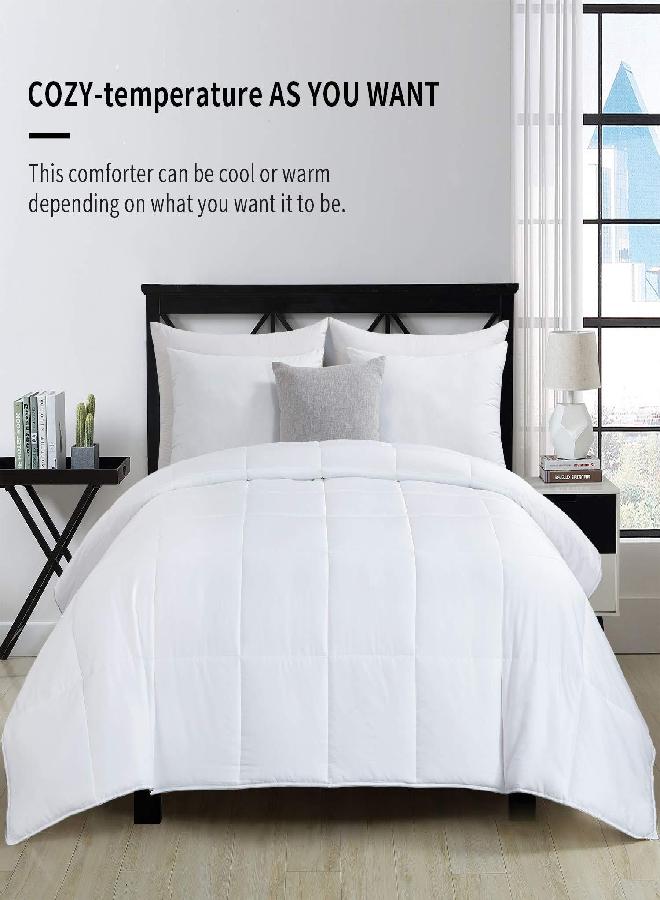 HOMBYS Lightweight Cooling Comforter Cal King Size,100% Rayon Derived from Bamboo Shell Down Alternative Duvet Insert,White Soft Summer Comforter for Hot Sleepers,8 Corner Tabs - Image 1