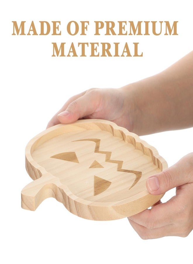 JECOMPRIS Halloween Wooden Pumpkin Tray and Ghost Snack Serving Dish 7.5 Inch Food Plate for Party Home Decor and Entertaining - Image 4