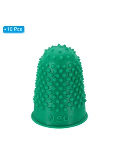 PATIKIL 0.71x1.1 Inch Rubber Finger Tips, 10 Pack Silicone Thumb Fingertip Protector Covers Guard Pads Thimble Grips for Office Counting Sewing, Green Small Size  - Image 3
