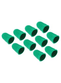 PATIKIL 0.71x1.1 Inch Rubber Finger Tips, 10 Pack Silicone Thumb Fingertip Protector Covers Guard Pads Thimble Grips for Office Counting Sewing, Green Small Size  - Image 1
