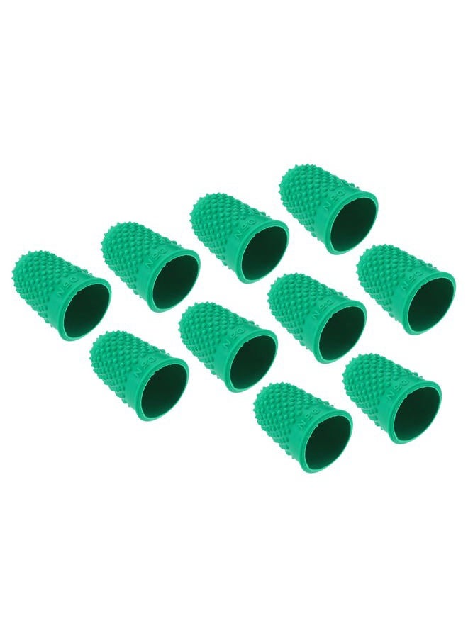 PATIKIL 0.71x1.1 Inch Rubber Finger Tips, 10 Pack Silicone Thumb Fingertip Protector Covers Guard Pads Thimble Grips for Office Counting Sewing, Green Small Size  - Image 1