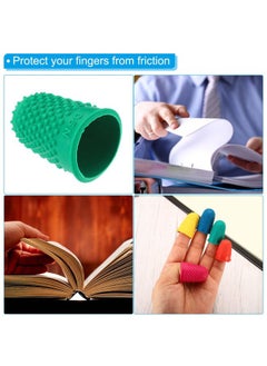 PATIKIL 0.71x1.1 Inch Rubber Finger Tips, 10 Pack Silicone Thumb Fingertip Protector Covers Guard Pads Thimble Grips for Office Counting Sewing, Green Small Size  - Image 5
