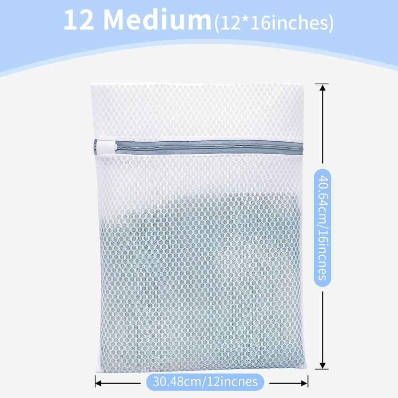 12PCS 12X16IN Laundry Bags Mesh Wash Bags for Strong Zipper - Image 2