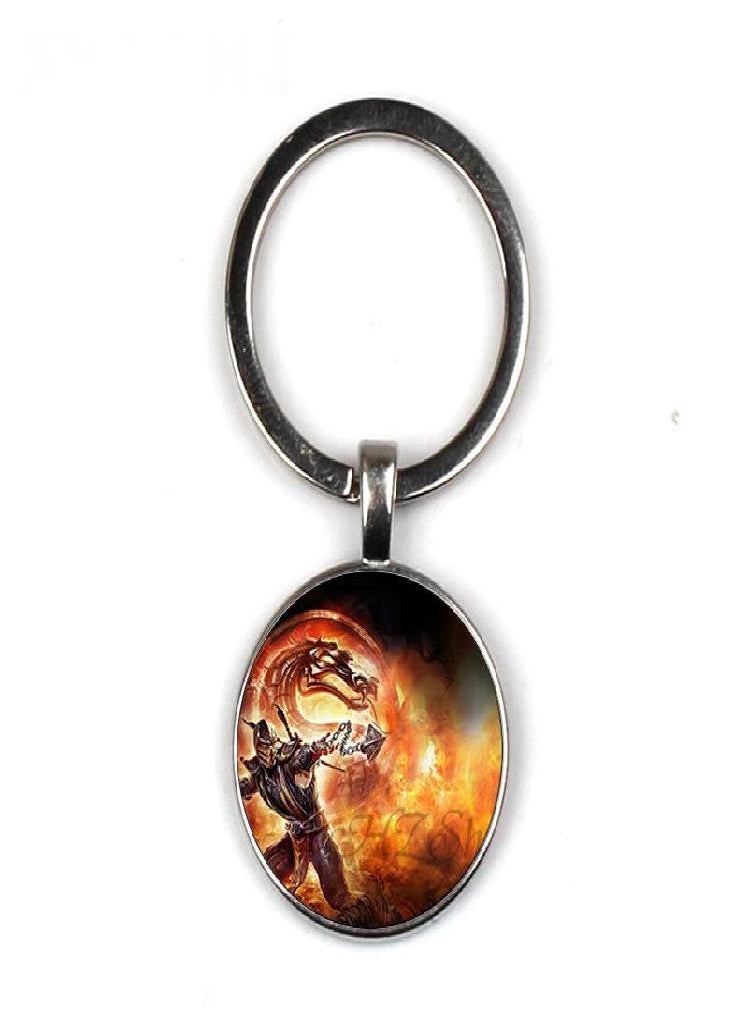 Eckek - Arrival Mortal Kombat Keychain Handmade Glass Dome Scorpion Sub Zero Jewelry Steampunk Keychain - Image 1