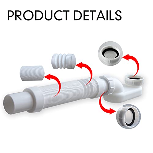 CADOAHJ Bathtub Shower Drain Pipe, Low Profile Flat 1 1/2 P Trap Kit, Flexible Freestanding Tub Drain for Bath - Image 5