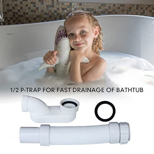 CADOAHJ Bathtub Shower Drain Pipe, Low Profile Flat 1 1/2 P Trap Kit, Flexible Freestanding Tub Drain for Bath - Image 3