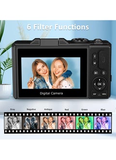 Joyelink Digital Camera, 5K Vlogging Camera, Kids Camera 75MP Point and Shoot Digital Cameras with 64GB TF Card, 18X Zoom, For Kids Boys Girls (Black)  - Image 5