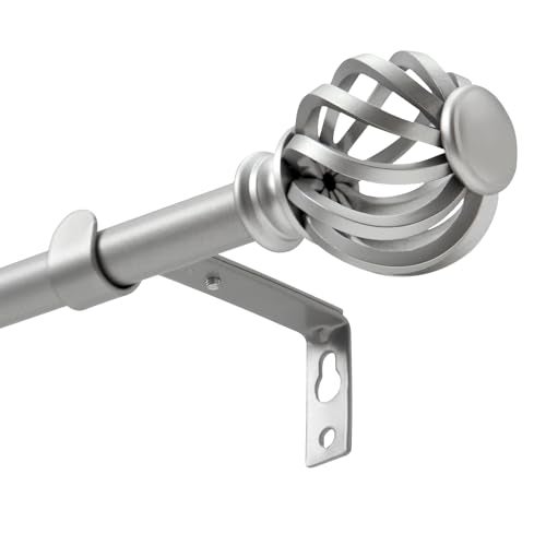 Luvenia Silver Decorative Curtain Rods,Adjustable Curtain Rod For Windows 30 to 72 Inch(2.5-6Ft),Curtain Rod For Bedroom, Living Room,Kitchen,Farmhouse - Image 1