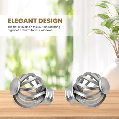 Luvenia Silver Decorative Curtain Rods,Adjustable Curtain Rod For Windows 30 to 72 Inch(2.5-6Ft),Curtain Rod For Bedroom, Living Room,Kitchen,Farmhouse - Image 3