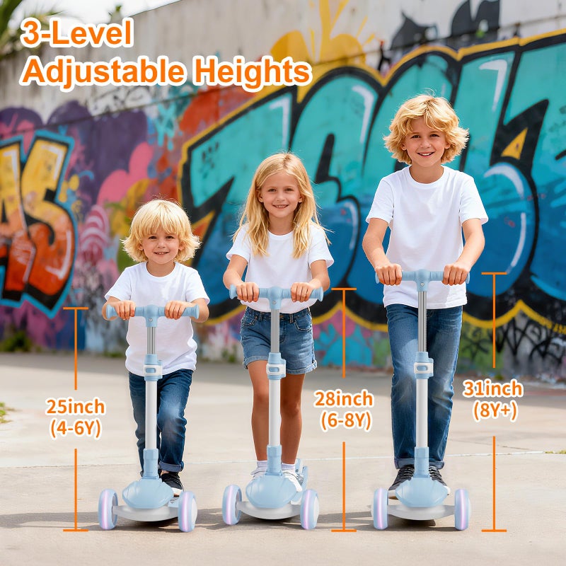 Commugo Kick Scooter for Kids 3 Wheel Capybara Gifts for Boys & Girls, Adjustable Height, Lean-to-Steer, Widen Anti-Slip Deck, Light Up Wheel Blue - Image 2