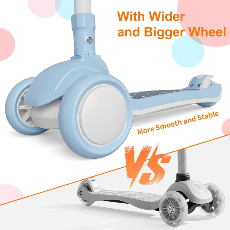 Commugo Kick Scooter for Kids 3 Wheel Capybara Gifts for Boys & Girls, Adjustable Height, Lean-to-Steer, Widen Anti-Slip Deck, Light Up Wheel Blue - Image 5