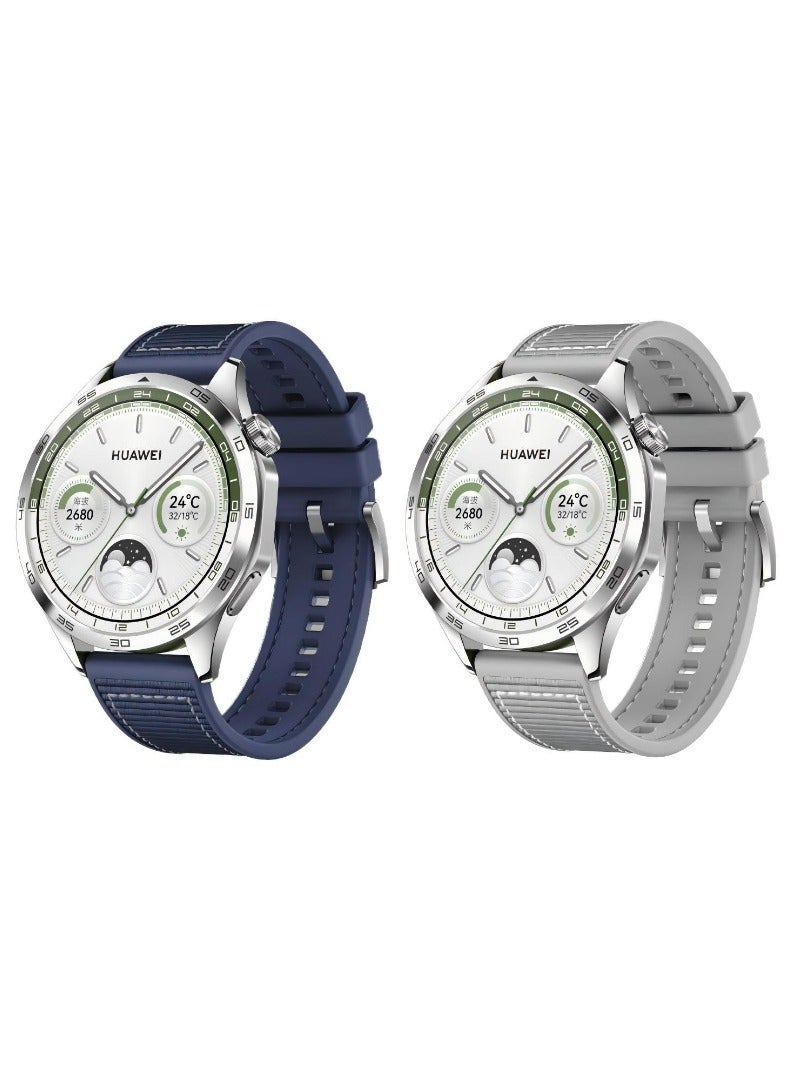 HW 2Pcs Nylon Braided Silicone Sport Watch Strap/Watchband For Huawei Watch GT5/GT4 22MM - Image 1