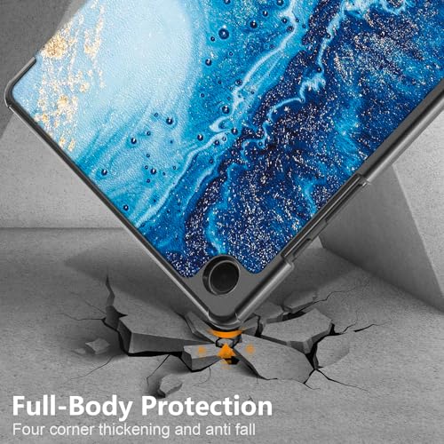 Gylint Folding Folio Stand Case for Samsung Galaxy Tab A9+ 11-Inch 2023 (Model: SM-X210/X216/X218), Ultra-Thin PU Leather Smart Cover, Sea Wave - Image 4