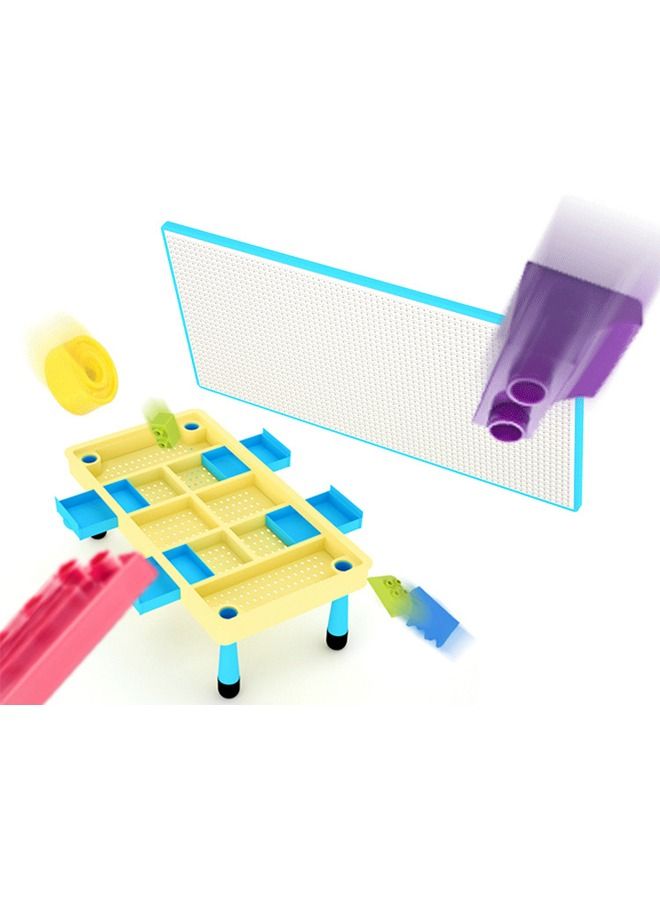 3-Piece Educational Building Block Desk And Chair Intellect Learning Toys Table