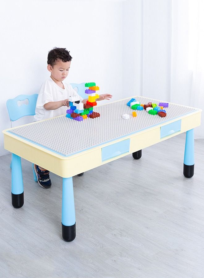 JSAITOYS 3-Piece Educational Building Block Desk And Chair Intellect Learning Toys Table  - Image 3