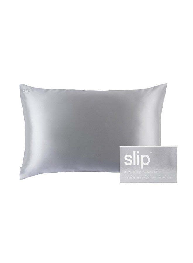 SLIP slip The Original Queen Silk Pillow Cases - 100% Pure 22 Momme Mulberry Silk Pillowcase for Hair and Skin - Queen Standard Size- Anti-Aging, Anti-BedHead, Anti-Sleep Crease, Silver (20" x 30")  - Image 1