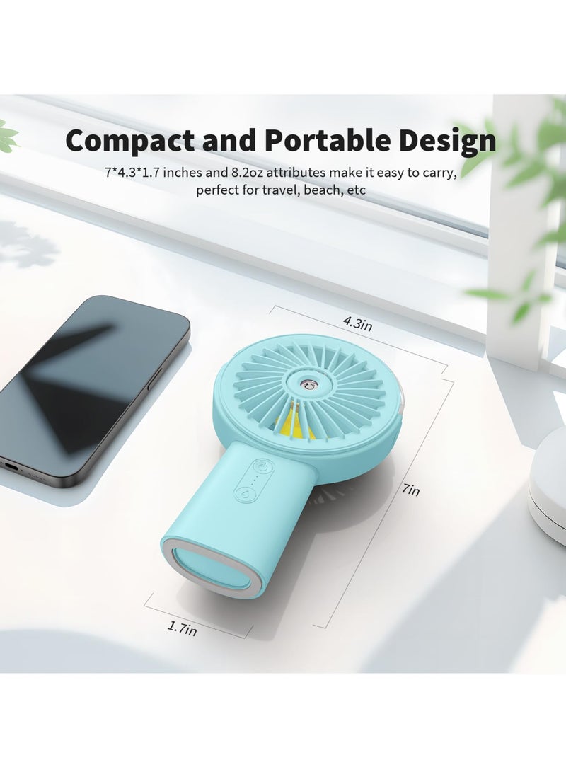 Portable Rechargeable Misting Fan, 2-in-1 Handheld and Desk Fan with 3 Speeds, 4000mAh Battery for Travel, Home, Office and Outdoor Use - Image 5