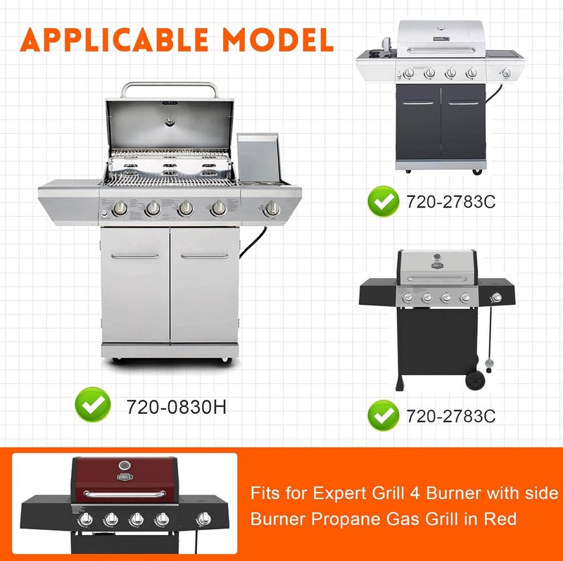 GGC شبكات شواء بقياس 17 بوصة لاستبدال شبكات شواء Nexgrill ذات 4 أو 5 مواقد: 720-0830H، 720-0783E، 720-0670A، 720-888N، Kenmore 41516106210، Charbroil 463241113؛ عدد القطع: 2، مقاس كل قطعة: 17 بوصة × 13 و1/4 بوصة. - Image 2