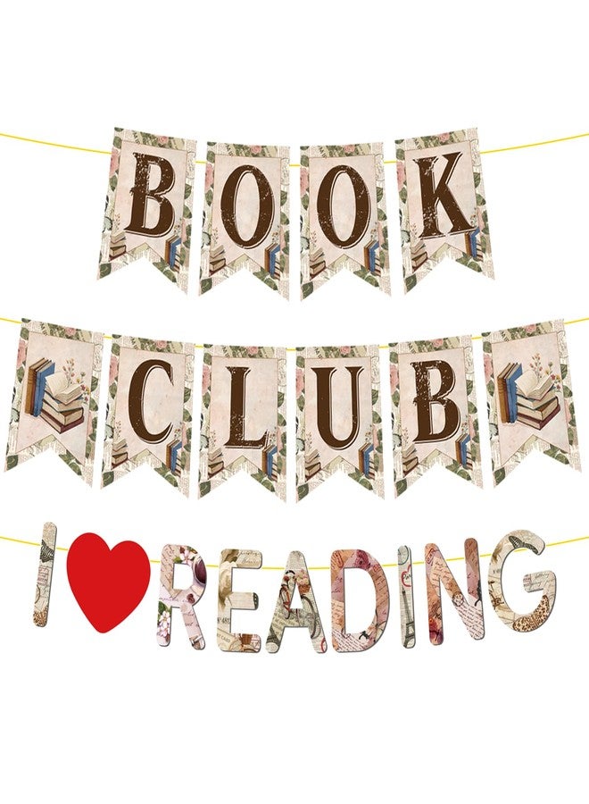 Refavor Book Themed Party Decorations - 3PCS Book Club Banners Birthday Decoration I Love Reading Decor Supplies for Library - Image 1