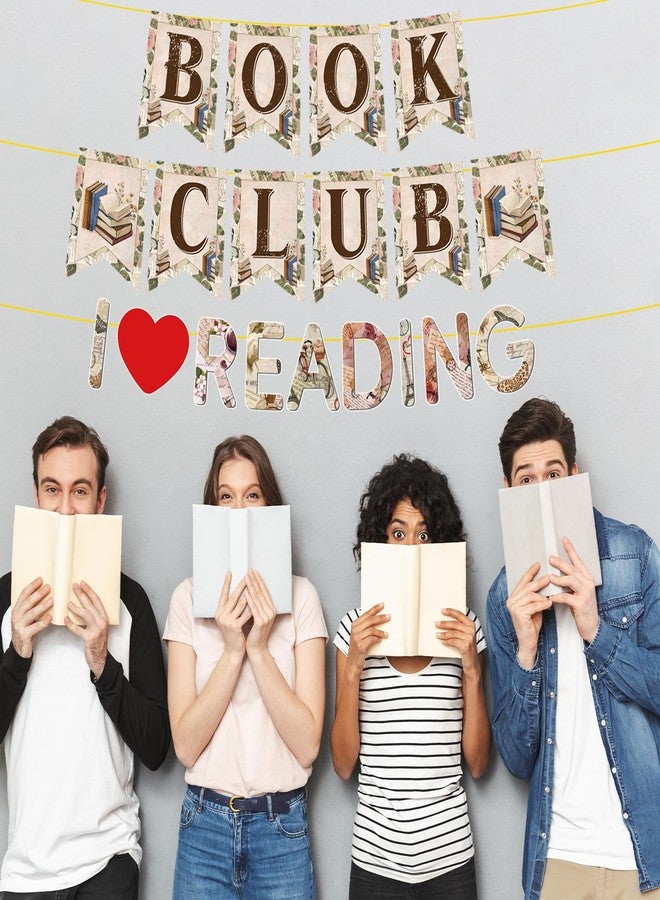 Refavor Book Themed Party Decorations - 3PCS Book Club Banners Birthday Decoration I Love Reading Decor Supplies for Library - Image 4