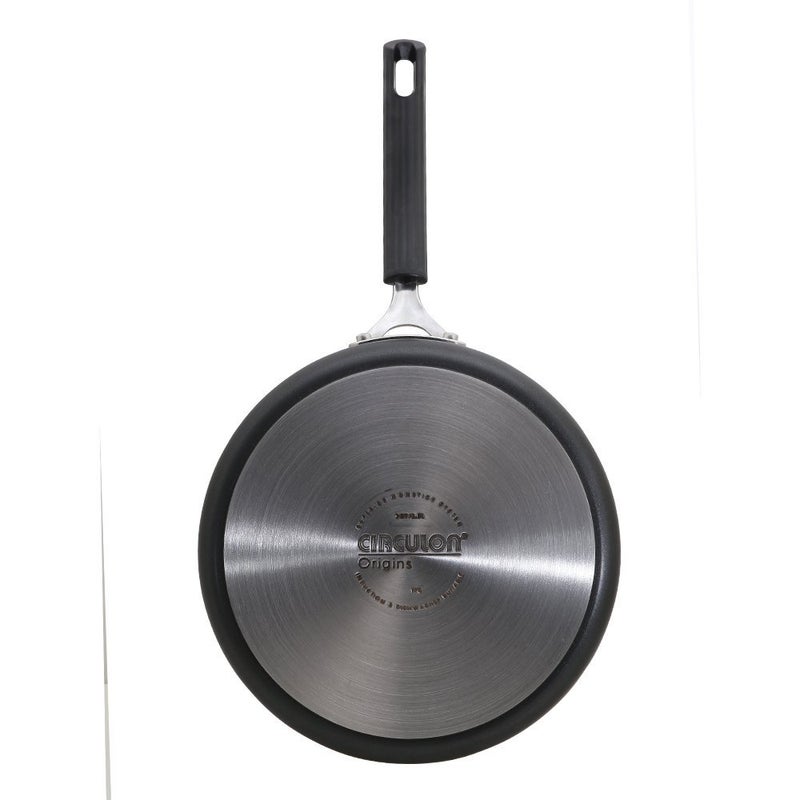 Circulon مقلاة ساوتيه من سيركولون أوريجنز مصنوعة من الألمنيوم المؤكسد الصلب مع غطاء، مقلاة غير لاصقة كبيرة الحجم متوافقة مع الغاز والتحريض 24 سم باللون الأسود - Image 3