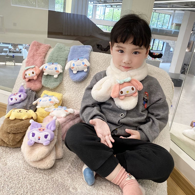 Cute Cartoon Plush Kidsren'S Scarf Warm Cross Neck Scarf For Boys And Girls Thickeneded Cold-Proof Neck Protector - Image 3