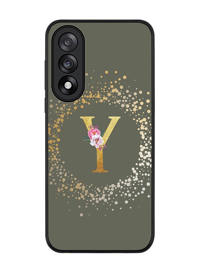 Stylizedd For OnePlus Nord 5 / Ace 5 Ultra Case,Slim fit Camera Protection, Shockproof Thin Phone cover  - Custom Monogram Floral - Y  (Olive Green )