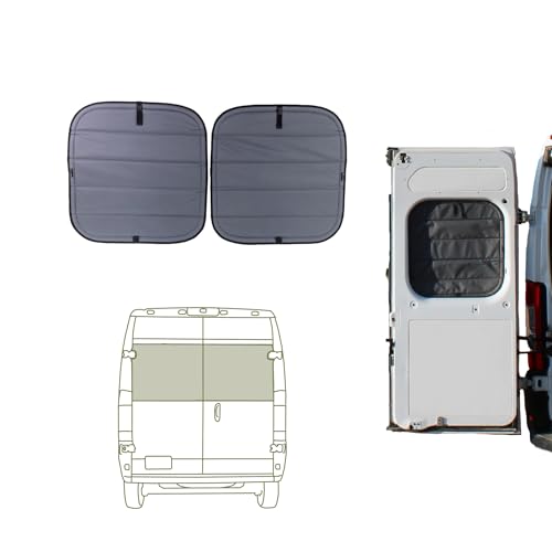 VanEssential Insulated Blackout Rear Door Window Covers Designed for RAM Promaster Bare Metal Window Frame Van Years 2014 to Current Model (Pair)- Charcoal Gray - Image 1