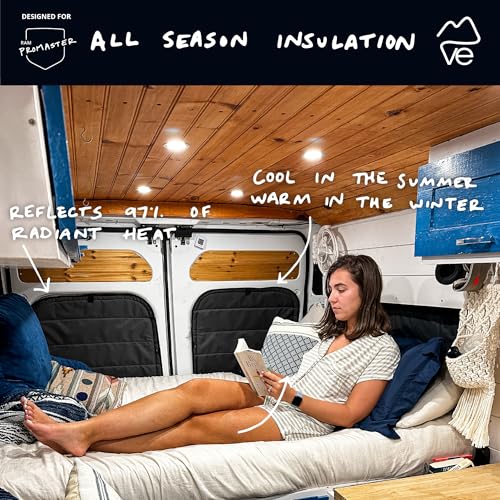 VanEssential Insulated Blackout Rear Door Window Covers Designed for RAM Promaster Bare Metal Window Frame Van Years 2014 to Current Model (Pair)- Charcoal Gray - Image 3