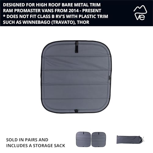 VanEssential Insulated Blackout Rear Door Window Covers Designed for RAM Promaster Bare Metal Window Frame Van Years 2014 to Current Model (Pair)- Charcoal Gray - Image 5