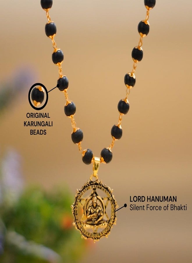 Japam Gold Plated Karungali Mala 54 Beads | Authentic Karungali Beads | Spiritual Protection & Positivity | Handmade Mala for Men & Women | Certification Included (Hanuman Pendant) - Image 5