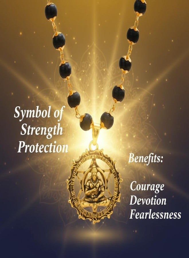 Japam Gold Plated Karungali Mala 54 Beads | Authentic Karungali Beads | Spiritual Protection & Positivity | Handmade Mala for Men & Women | Certification Included (Hanuman Pendant) - Image 3