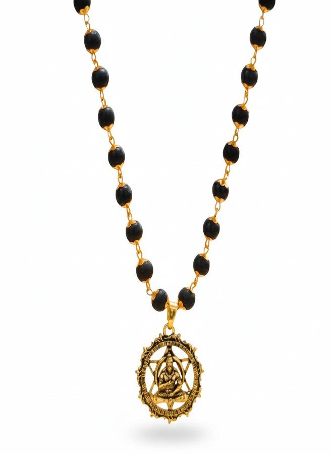 Japam Gold Plated Karungali Mala 54 Beads | Authentic Karungali Beads | Spiritual Protection & Positivity | Handmade Mala for Men & Women | Certification Included (Hanuman Pendant) - Image 1