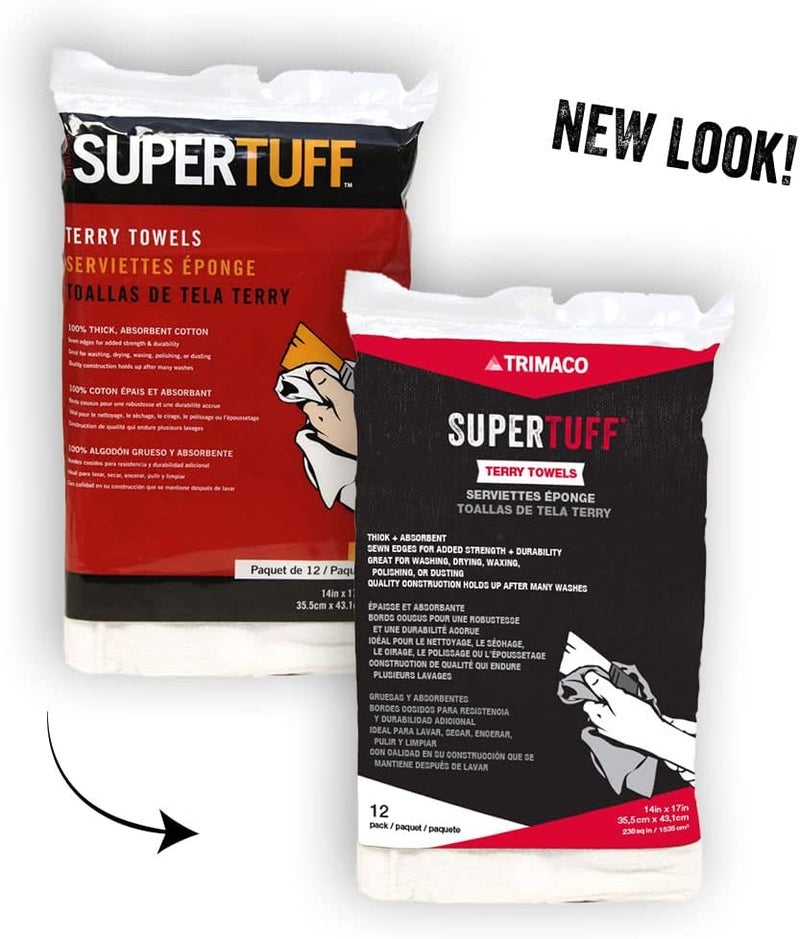 Trimaco Trimaco SuperTuff Bag White Terry Towels 14inch x 17inch 12 count - Image 4