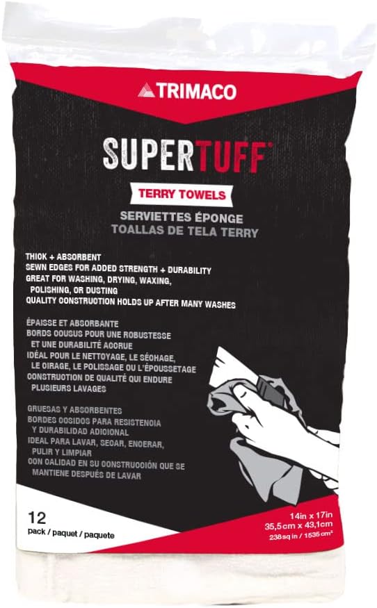 Trimaco Trimaco SuperTuff Bag White Terry Towels 14inch x 17inch 12 count - Image 2
