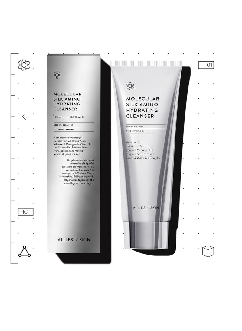 Allies of Skin Molecular Silk Amino Hydrating Cleanser: Hyaluronic Acid, Ceramides, Safflower & Moringa Oils. Nourishes, Conditions & Repairs 100 ml/2.4 oz - pzsku/ZF95A8D0DC5249B1ABDA2Z/45/_/1740145306/42544caa-881d-470c-a8ff-40759b8f6e57